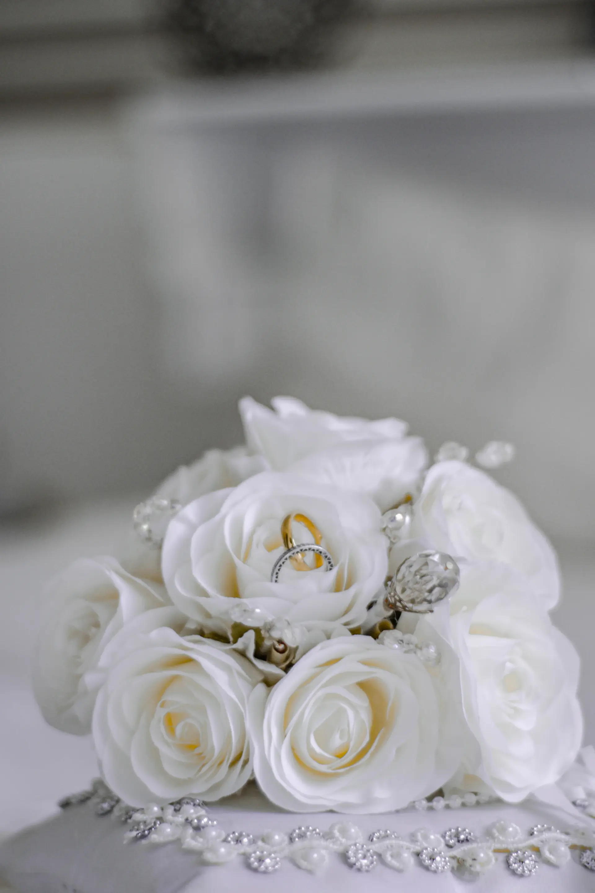 Bridal bouquet of ivory roses